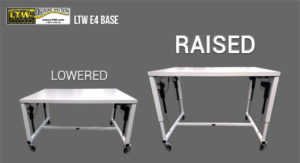 Raised and Lowered height adjustable machine base - E4 Base - LTW Ergonomic Solutions