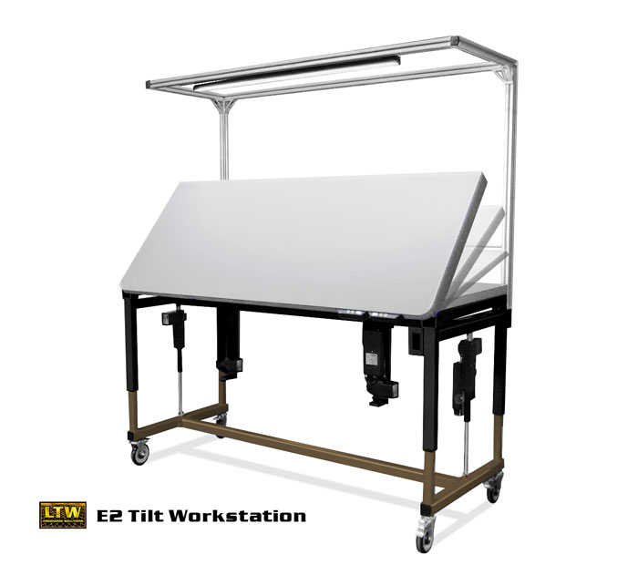 E2 Tilt Workstation | Height Adjustable Tilting Table Top by LTW Ergonomic Solutions