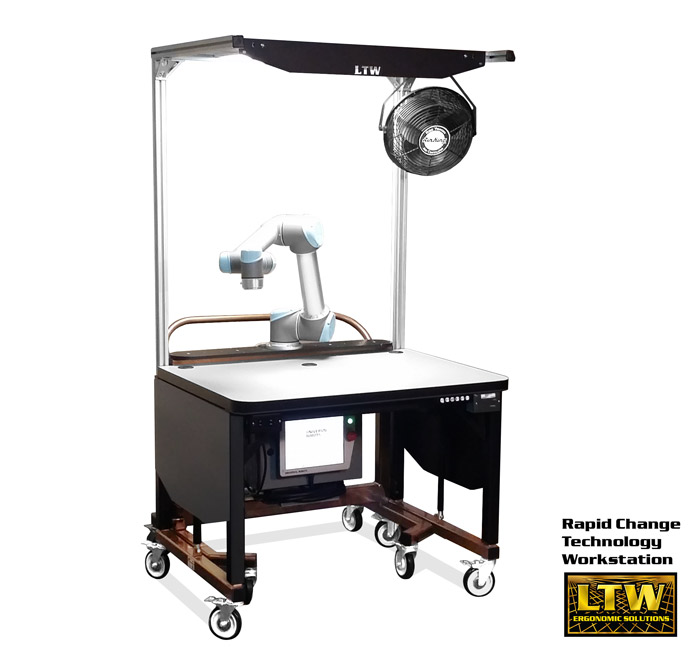 RCT Workstation with Universal Robots | Height Adjustable Workstation for Kitting by LTW Ergonomic Solutions