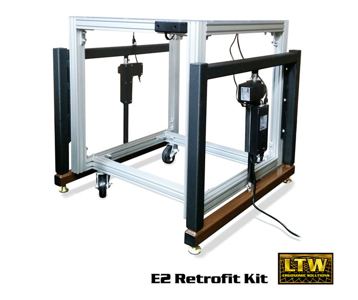 Industrial Height Adjustable E2 Retrofit Kit for Non-Adjustable Tables and Machines by LTW Ergonomic Solutions