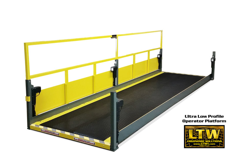 Industrially Height Adjustable Operator Platform Lift with 2" Lowered Height and Edge Sensors by LTW Ergonomic Solutions - PATENT PENDING & COPYRIGHT LTW