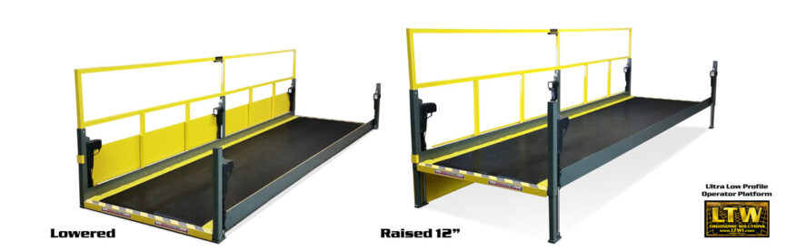 Industrially Height Adjustable Operator Platform Lift with 2" Lowered Height and Edge Sensors by LTW Ergonomic Solutions - PATENT PENDING & COPYRIGHT LTW