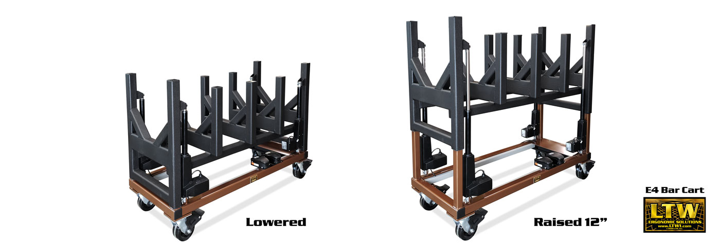LTW E4 Bar Cart - Height Adjustable Industrial Cart for Heavy Bars - LTW Ergonomic Solutions