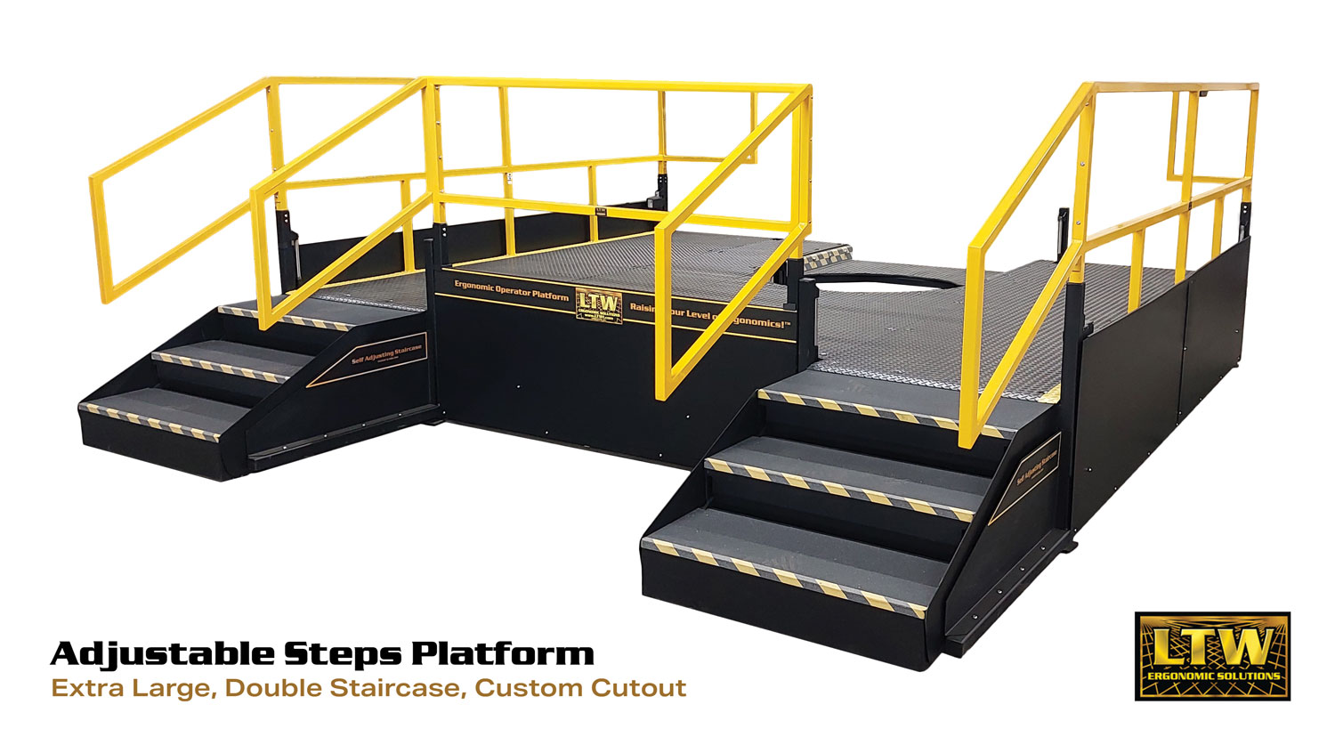 Adjustable Steps Platform | Height Adjustable Operator Platform with Two Staircases | LTW Ergonomic Solutions