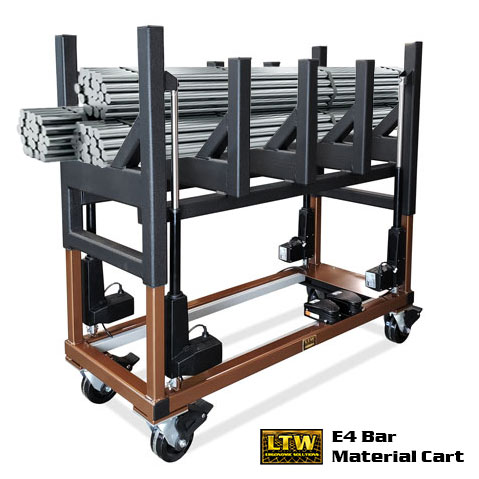 E4 Bar Material Cart | Height Adjustable Bar Cart for Transporting Heavy Bar Materials and Equipment | LTW Ergonomic Solutions